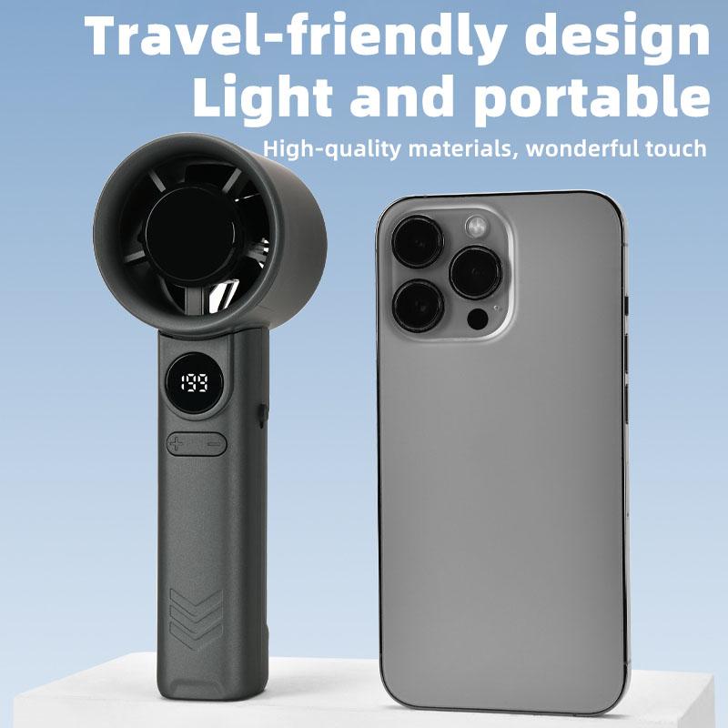Turbo Electric Handheld Mini Fan Portable Cooling Bladeless Design Digital Display Rechargeable 12 Hours Car Desktop Pocket Air