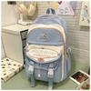 The new schoolbag is high-value, fresh and sweet, macaron-colored make-up bag, junior high school students, light travel, and large-capacity backpack.
