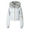 Felpa Vintage Lavata Stile Gotico Y2K con Bordino in Eco-Pelliccia con Zip Streetwear Donna Autunno Inverno