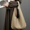 New South Korea Internet Celebrity Women's Bag Bucket Bag Large Capacity Top Layer Leather Tote Bag High Sense Underarm Shoulder Genuine Leather Bag