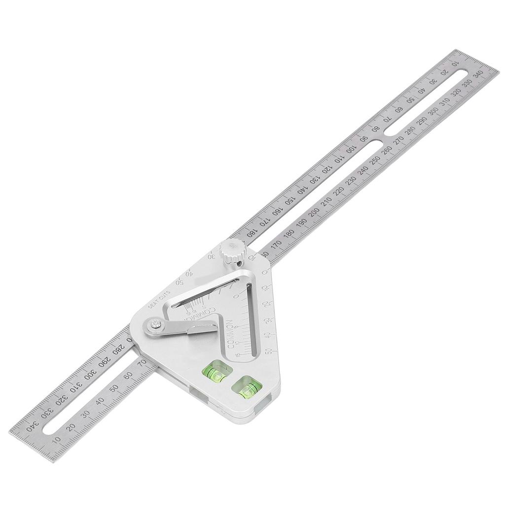 Woodworking Triangle Ruler Silver Flexible Wear Resistance Triangle Ruler with Bubble Level