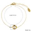 Trendy 14K Gold Plated Stainless Steel Chain Link Bracelet Circle Zircon Pendant Fashion Women Gift Hypoallergenic
