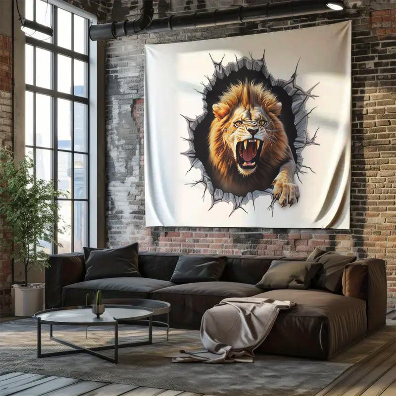 3D Lion Wall Hanging Creative Home Decor Art Tapestry for Living Room Bedroom Background Wall Decoration