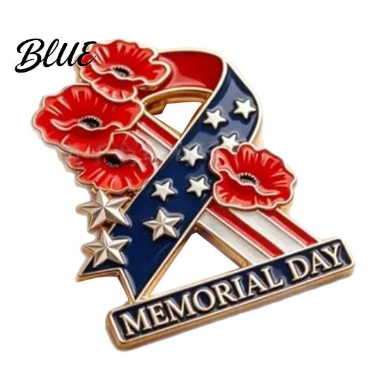 Wear-resistant Lapel Pin Memorial Day Flower Brooch Commemorative Soldier Patriotic Metal Tribute Wear-Resistant Anti-Rust Badge