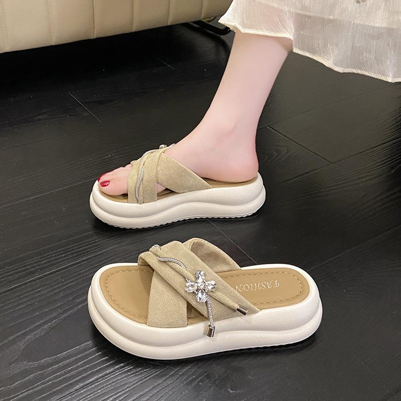 

Французские тапочки женские 2025 новая летняя обувь изысканное ощущение высокого класса с юбкой сандалии беременные женщины платформа на одном слове 40