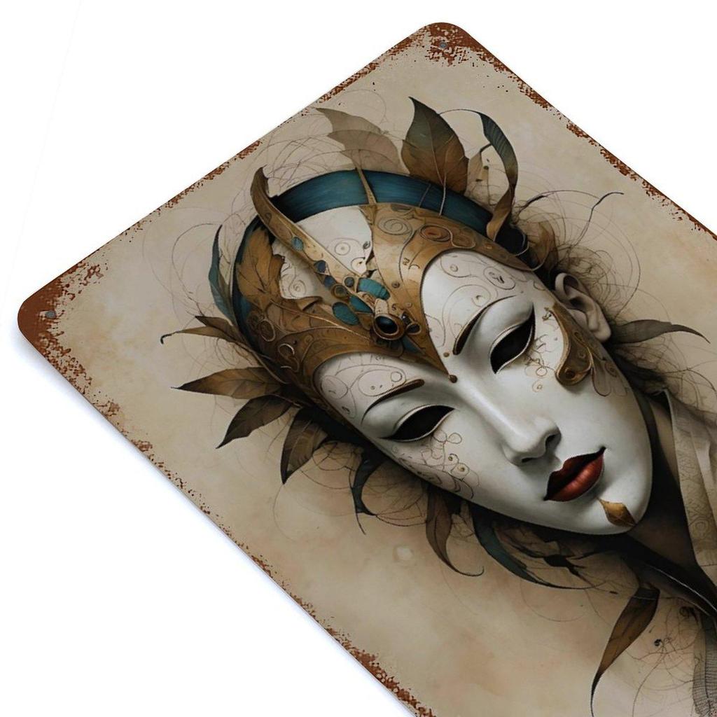 Retro Portrait Distressed Iron Wall Art - Bar & Cafe Decor