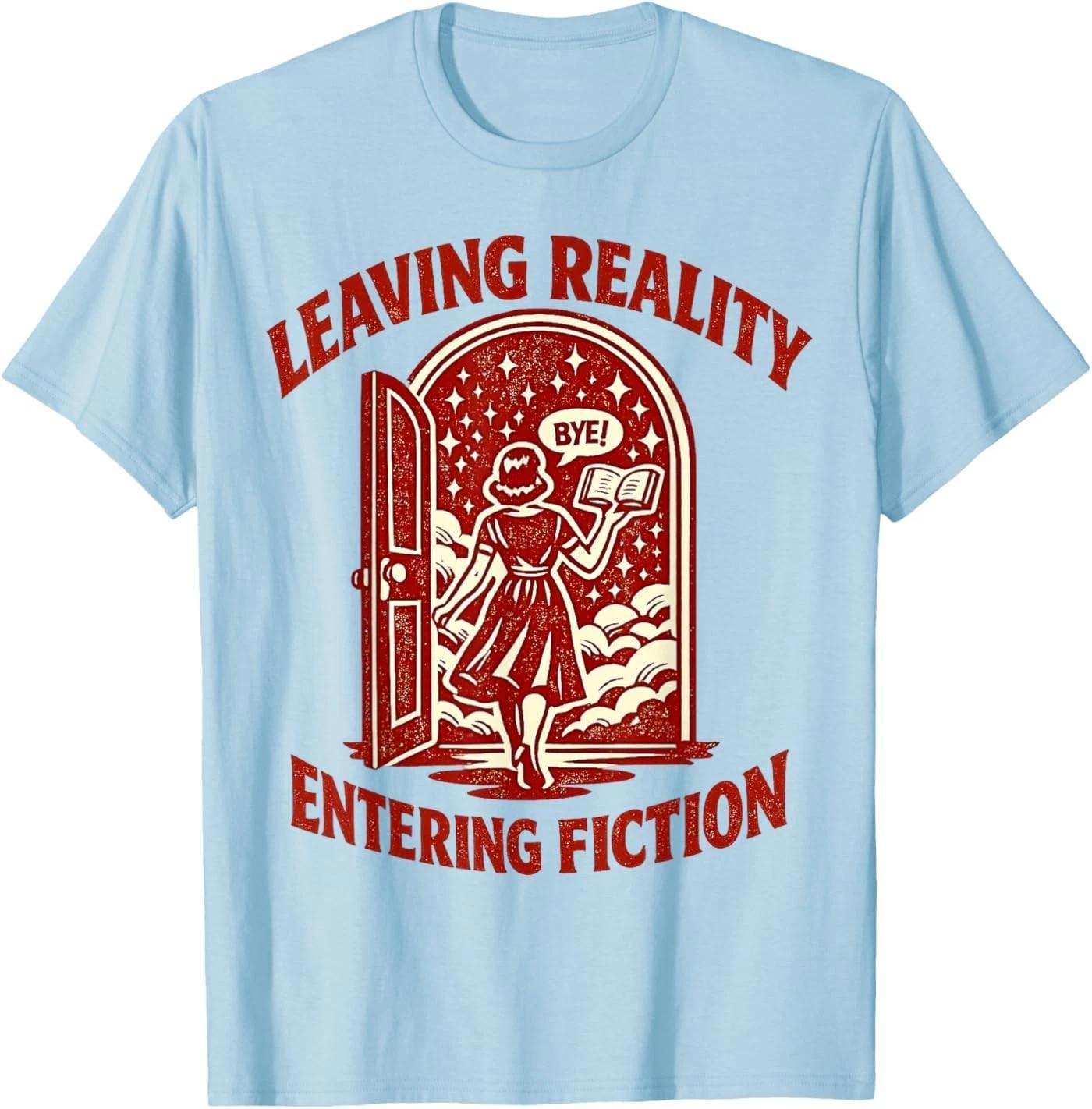 Leaving Reality Entering Fiction Retro Book Reader Design T-Shirt S