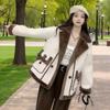Fashionable Patchwork Warm Coat, Winter Women's Casual Thick Overcoat
