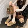 Retro buckle tassel autumn new flat-bottomed one-pedal single shoes Doudou shoes
