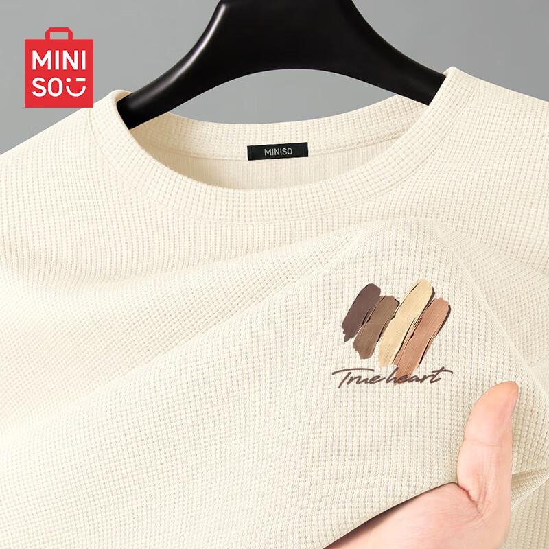 MINISO Men's Heavyweight Waffle Knit Long Sleeve T-shirt
