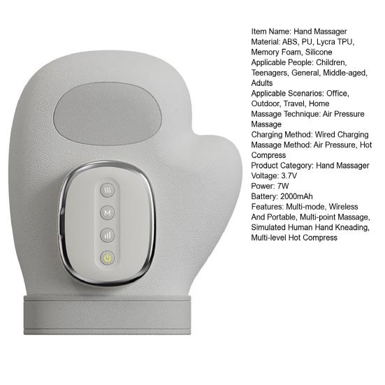 Hand Massager with Heat Air Compression Electric Finger Palm Relaxer with Adjustable Modes Portable Massage Device for Stress And Fatigue