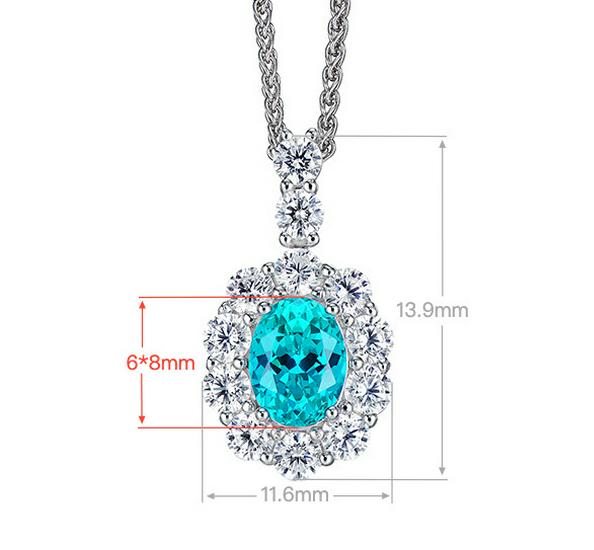 

Paraiba Necklace - Exquisite 2.2 Carat Lab-Grown Diamond Pendant in 925 Sterling Silver, Luxe and Elegant Design. 925 silver (45cm chain)