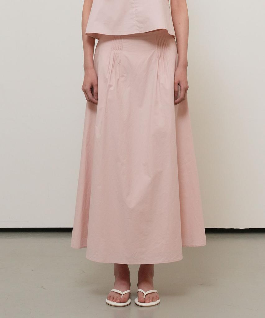 General Idea Minimal Pintuck Midi Skirt [Ash Pink] / Gf2Lsk522