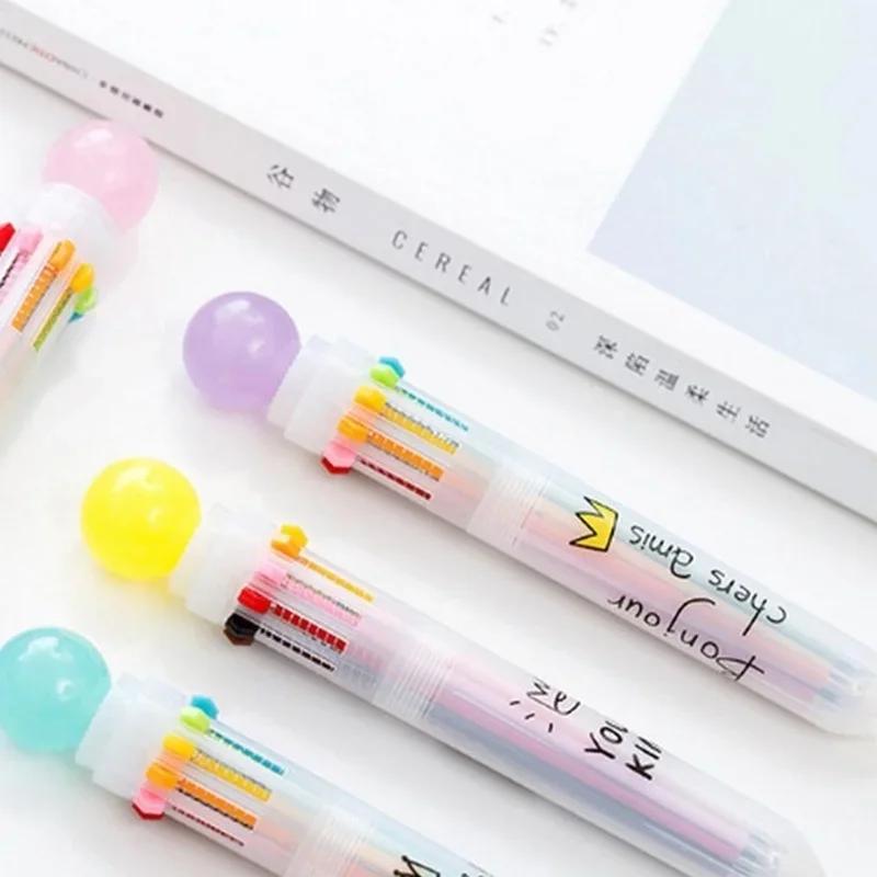 10 Stück Mehrfarbige Luxus-Kugelschreiber für Kinder, Schüler, Büro, Schreibbedarf, Niedliche Kinder-Schreibwaren-Stifte