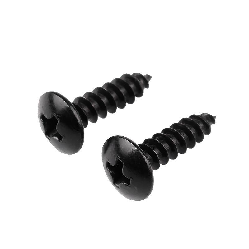 Black Zinc Cross Pan & Round Head M3/M4 Self-Tapping Screws for Electronics