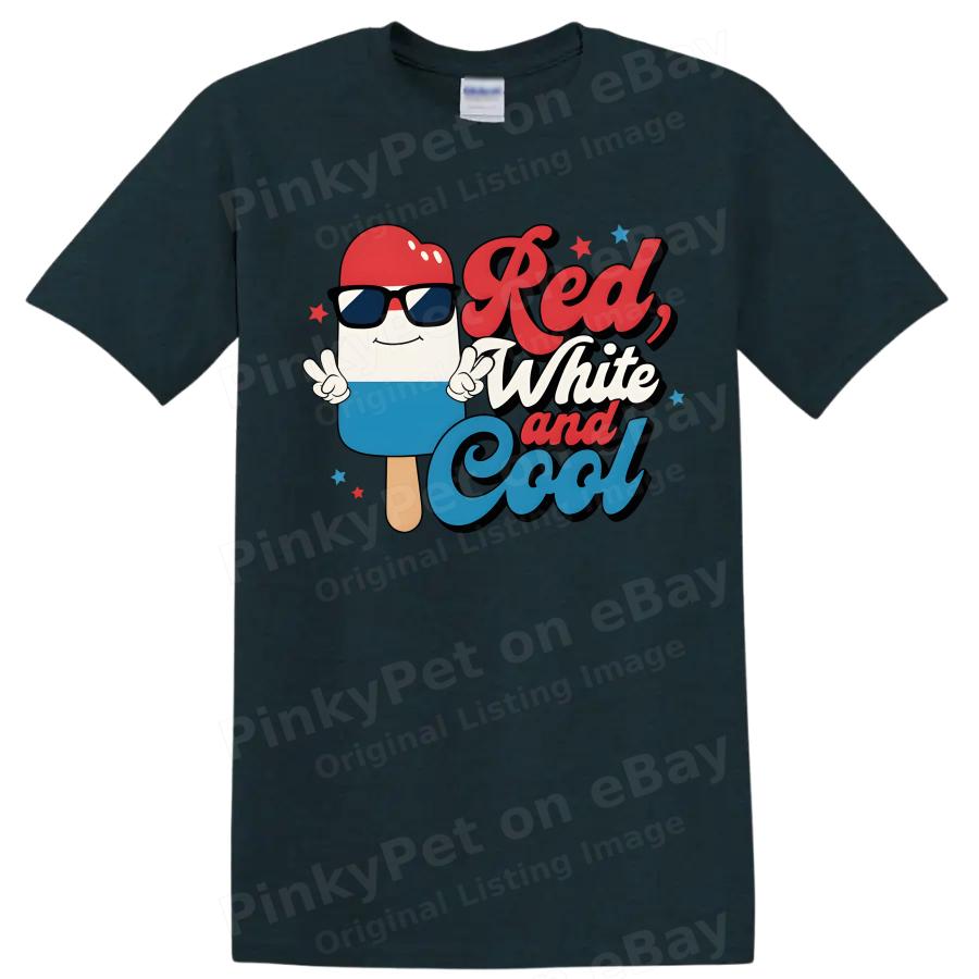 Red White and Cool Popsicle T Shirt Summer Fun Tee for Kids and Adults