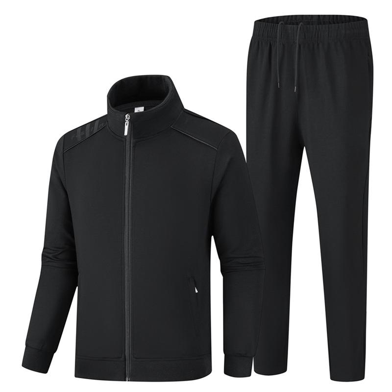 Men's Plus Size Cotton Stand Collar Cardigan Sportswear Set for Running - Autumn/Winter Edition.