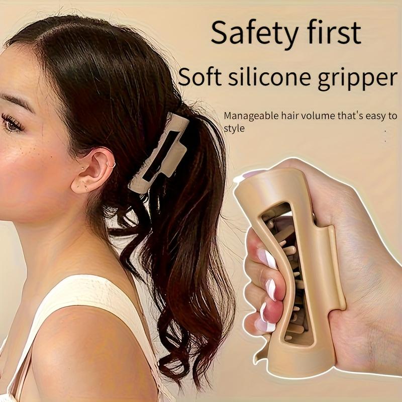 1pc Non-Slip Shark Hair Clips - Heavy-Duty Hold Hair Clamps with Serrated Grip, Multi-Color (White/Black/Red/Brown/Tan) for Braids, Ponytails, Buns