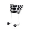 Cute Fashion Autumn Winter Cat Ears Hats For Women Girls Punk Striped Thickened Warm Cap Hairball Pendent Cold-Proof Hat Gifts