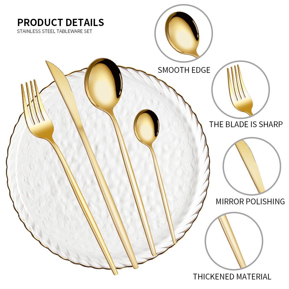 24pc/pack Titanium Plated Gold Gift Box Stainless Steel Knife Fork Spoon Tableware Flatware Set Festival Kitchen Dinnerware Gift