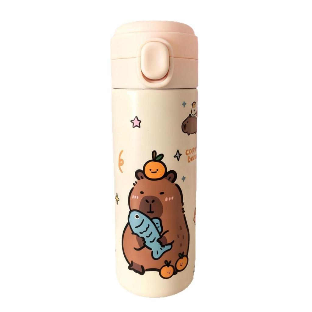 Popular 3D Printed Cartoon KT Cat Stainless Steel Thermos Flip-Top Cup for Women and Kids