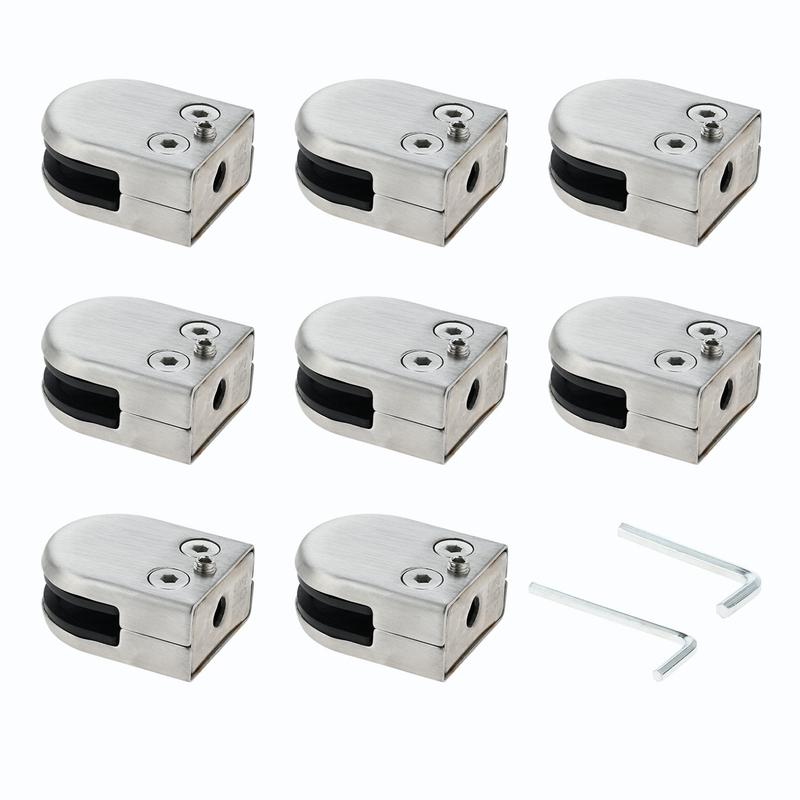 8pcs Stainless Steel Glass Clamps for 6-8mm/8-10mm/10-12mm Thickness Glass Support Brackets Clips with Hex Screwdriver