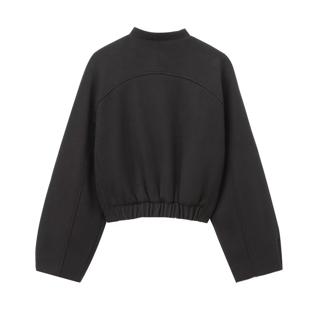 Ladies' Solid Color Fashionable Long Sleeved Button Jacket Jacket
