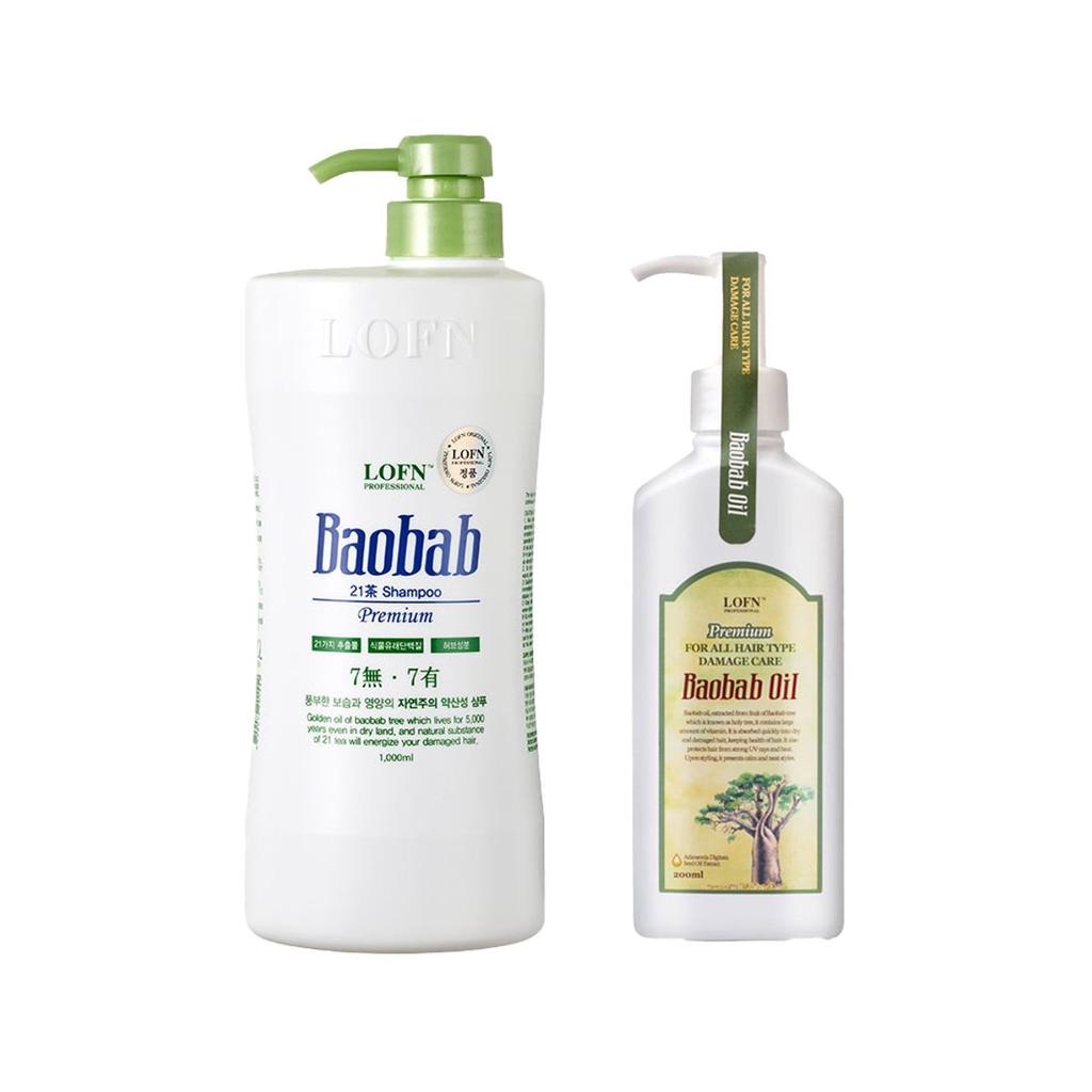 Ropn Baobab Dry Hair Shampoo 1000ml + Ropn Baobab Hair Oil 200ml