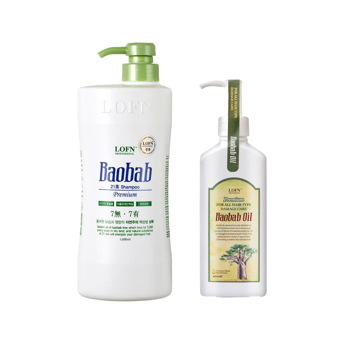 Ropn Baobab Dry Hair Shampoo 1000ml + Ropn Baobab Hair Oil 200ml