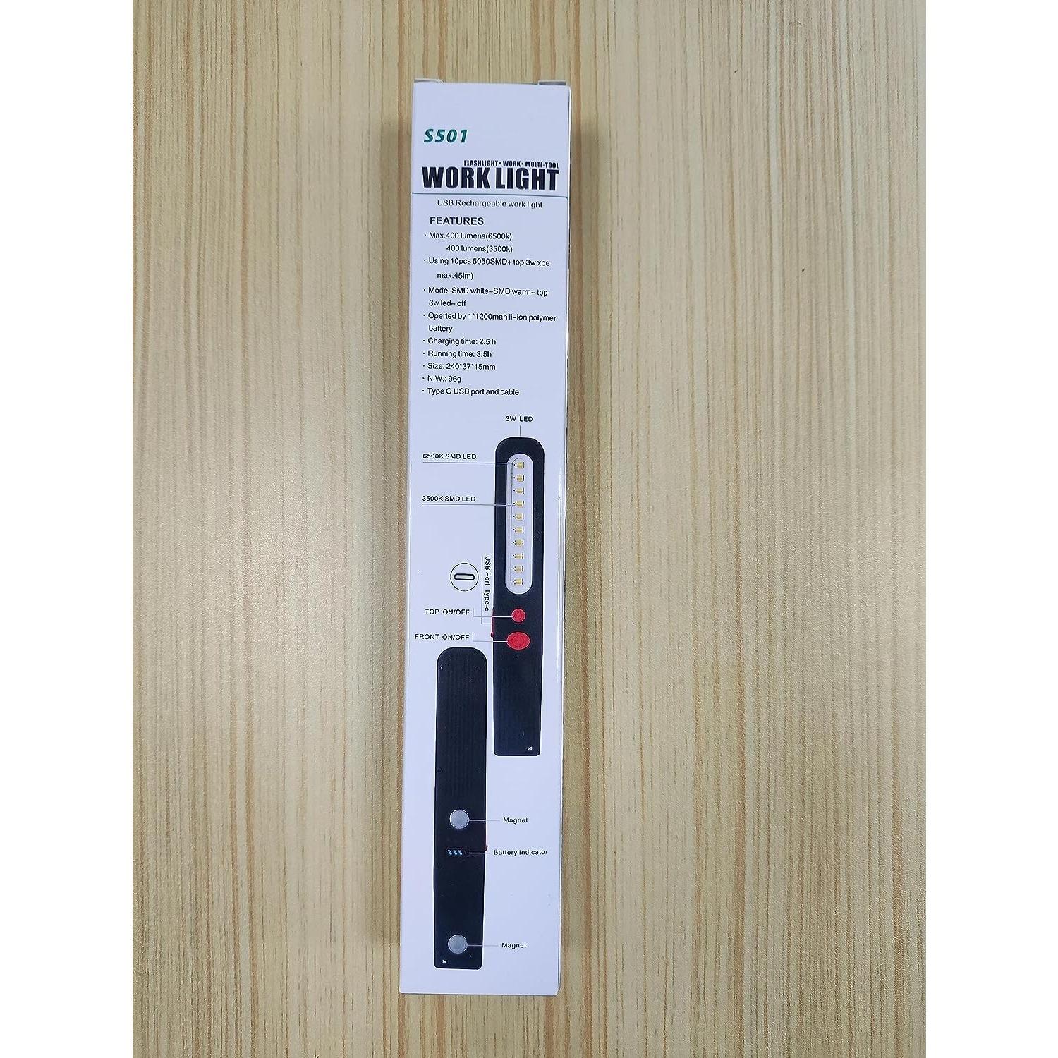 

Светодиодный рабочий фонарь, сверхяркий двухцветный комбинированный фонарь 2 в 1 со светодиодной контрольной лампой COB мощностью 3 Вт, ультратонкий с двойным магнитным основанием для экстренных случаев 24*3.7*1.5cm чёрный