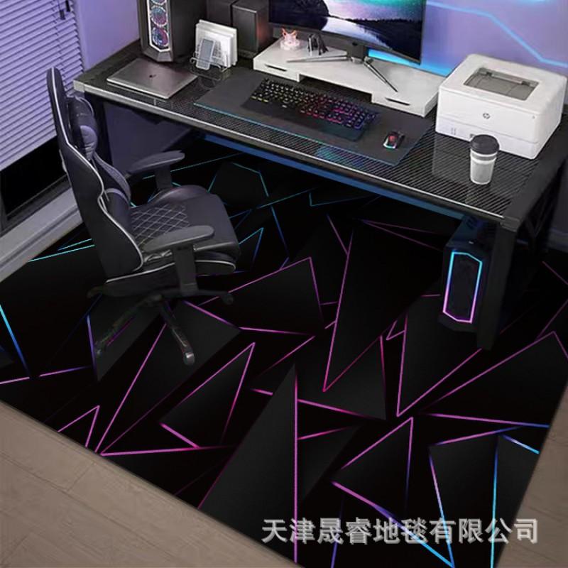 Gaming Room Rug Chair Mat Floor Protection Non-Slip Geometric Crystal Velvet Carpet Living Bedroom Study