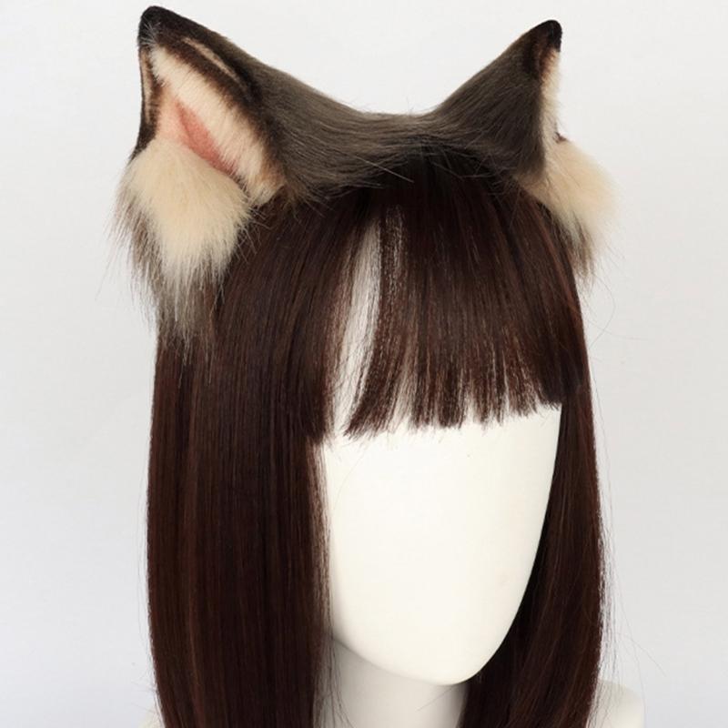 Animal Cosplay Costume Faux Furs Wolf Cats Foxes Fuzzy Tail Cats Ears Headbands Halloween Party Costume Accessories