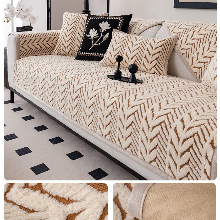 

Sofa Cushion One Piece Autumn And Winter New Plush Warm Fixed Non-Slip Light Luxury High-End Sofa Cover 70*70cm
