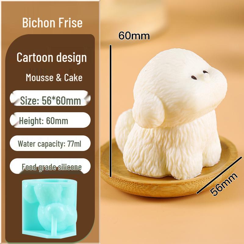 3D силиконовая форма для муссового торта «Щенок и Лев» – Мультяшная животная форма для десертов пищевого качества