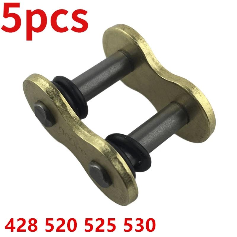 5pcs Chain Lock, Chain Joint, Gold Oil Seal Chain Buckle Motorcycle Chain Buckle 428 520 525 530 Chain Buckle