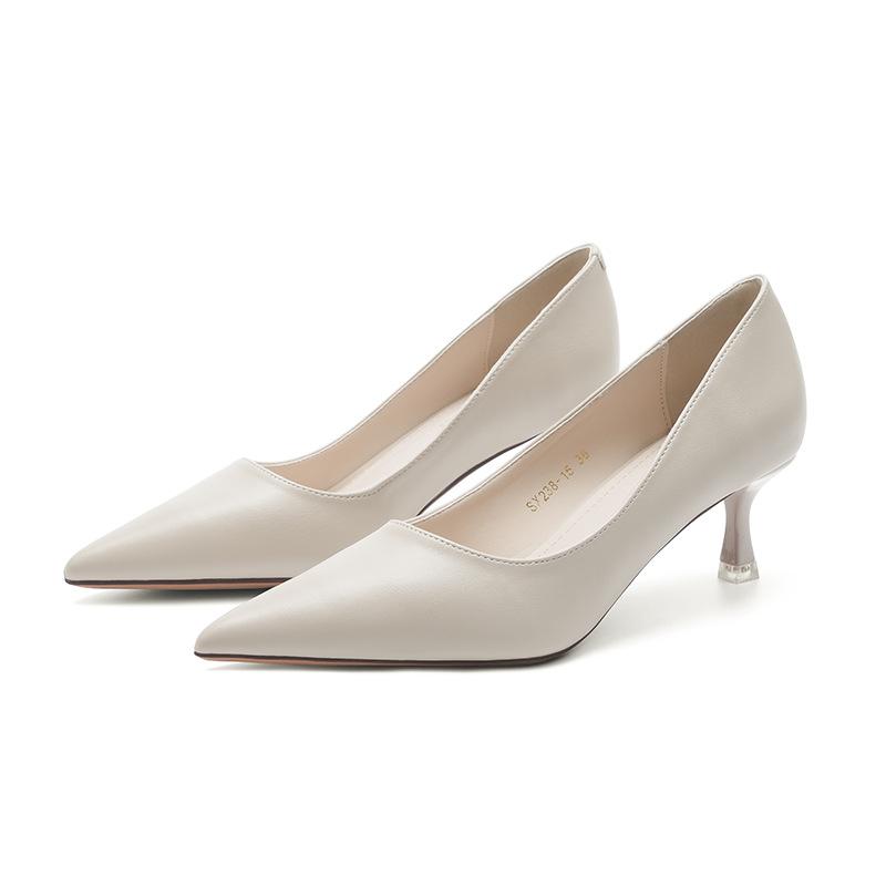 

7-5 pointed thin heels nude high heels women are not tired feet sexy professional banquet bridesmaid shoes 40