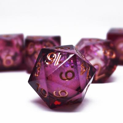 New Clear Liquid Core Dice Sets DND Polyhedron Resin Handmade Dice Sharp Dice Quicksand 7pcs