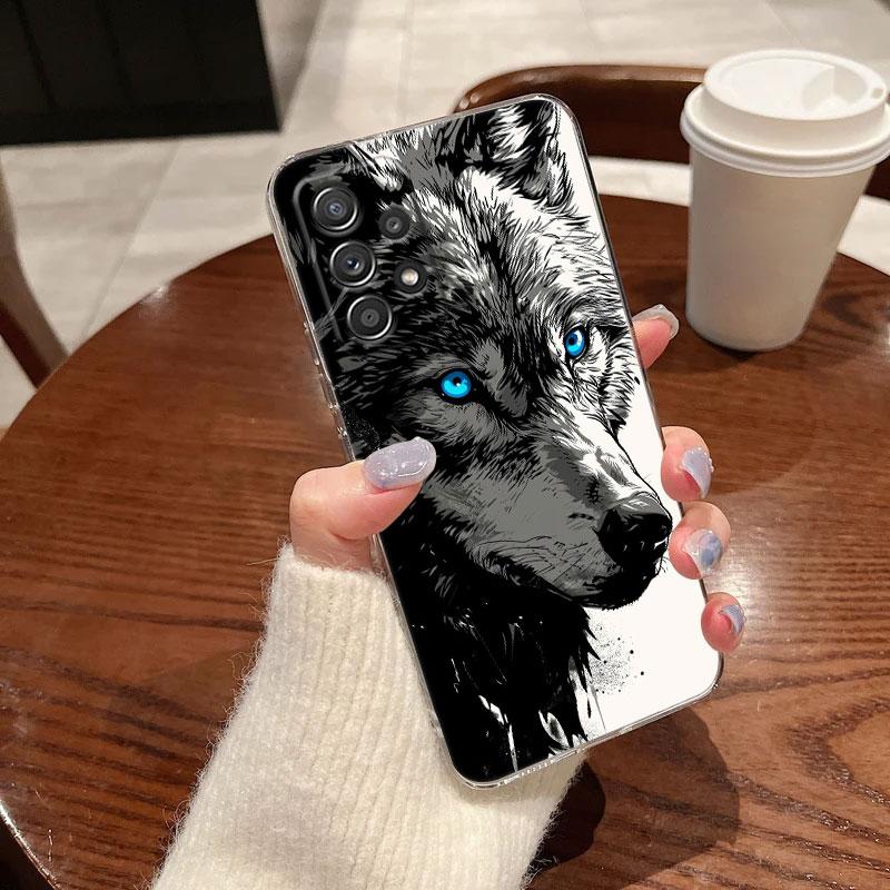 Wolf Lion Tiger Animal Case For Samsung Galaxy A55 A54 A52 A53 5G A15 A14 A13 A21S A23 51 A34 A35 A33 A32 Phone Case Clear Cover