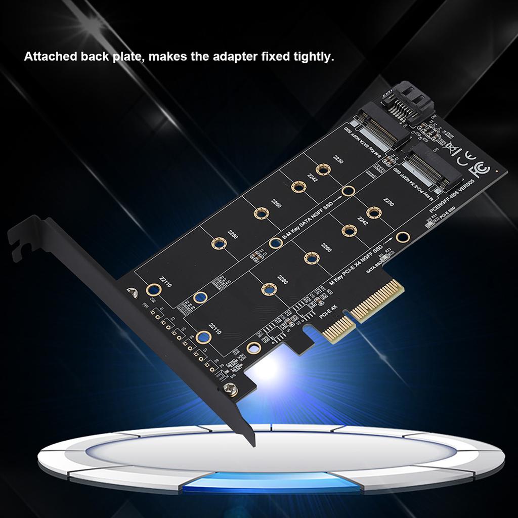 PCI‑E 4X auf M.2 NVMe SSD NGFF Adapterkarte B Key M Key Erweiterung Duale Schnittstelle
