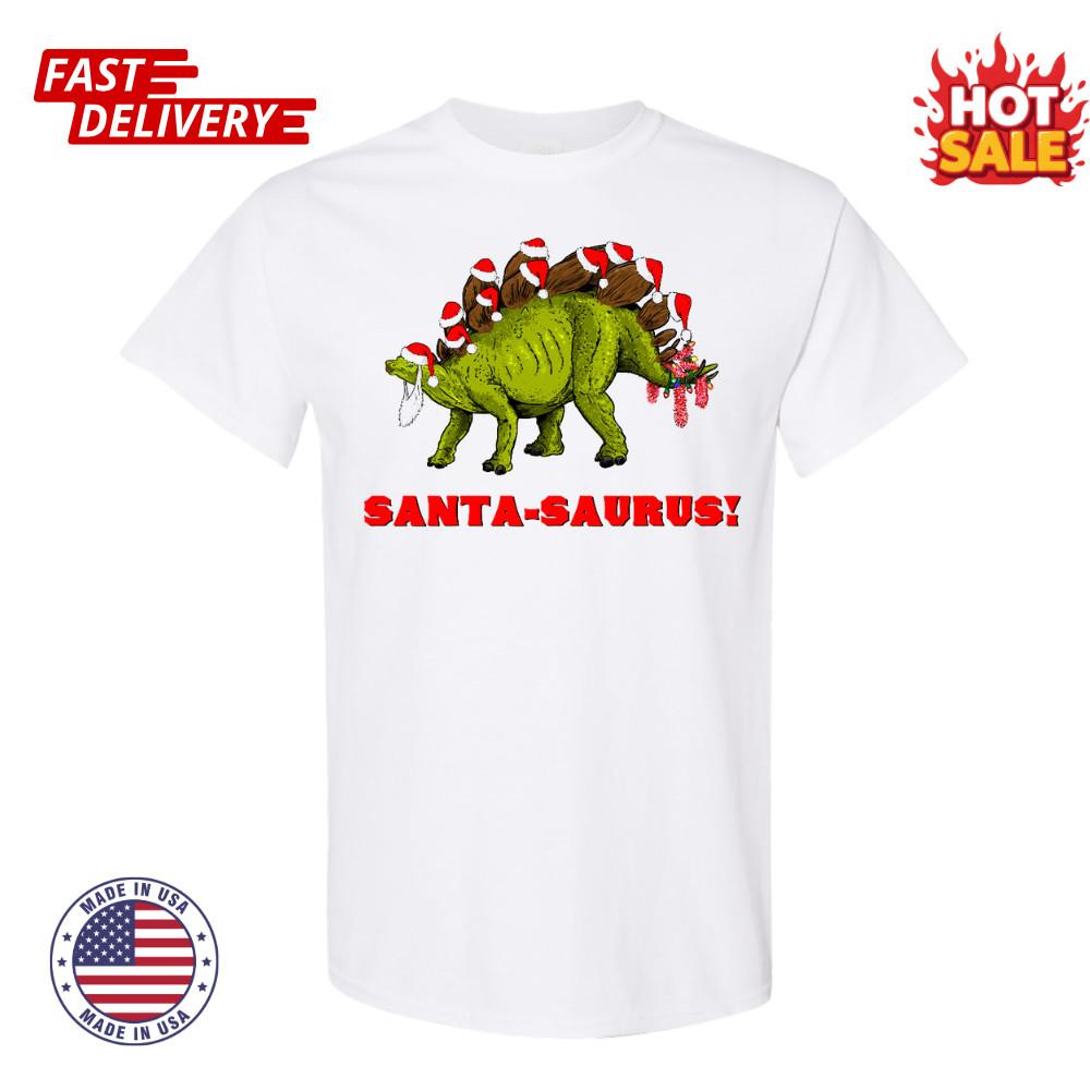 Inktastic Santa-Saurus Christmas Dinosaur T-Shirt Dinosaurs Stego Stegosaurus XXXL