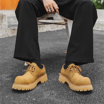 Derby Shoes Men'S Big-Headed Leather Shoes Men'S Trend Increases British Style Platform Low-Top Martin Boots Casual Men'S Shoes 1035-K