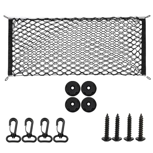 

SANJAOYEE Car Cargo Net, 110cm x 40cm, 2-Layer, Multi-Function, Luggage Net, Trunk Cargo, Luggage Fixation, Ceiling Net, Cargo Bed Net, Prevents