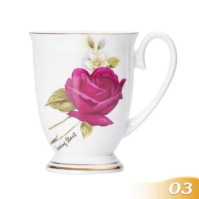 350ML Bone China Ceramic Coffee Mug Cafe Floral Painting Cup Creative Ceramic Milk Tea Cup Vintage Tea Ceremony Drinkware