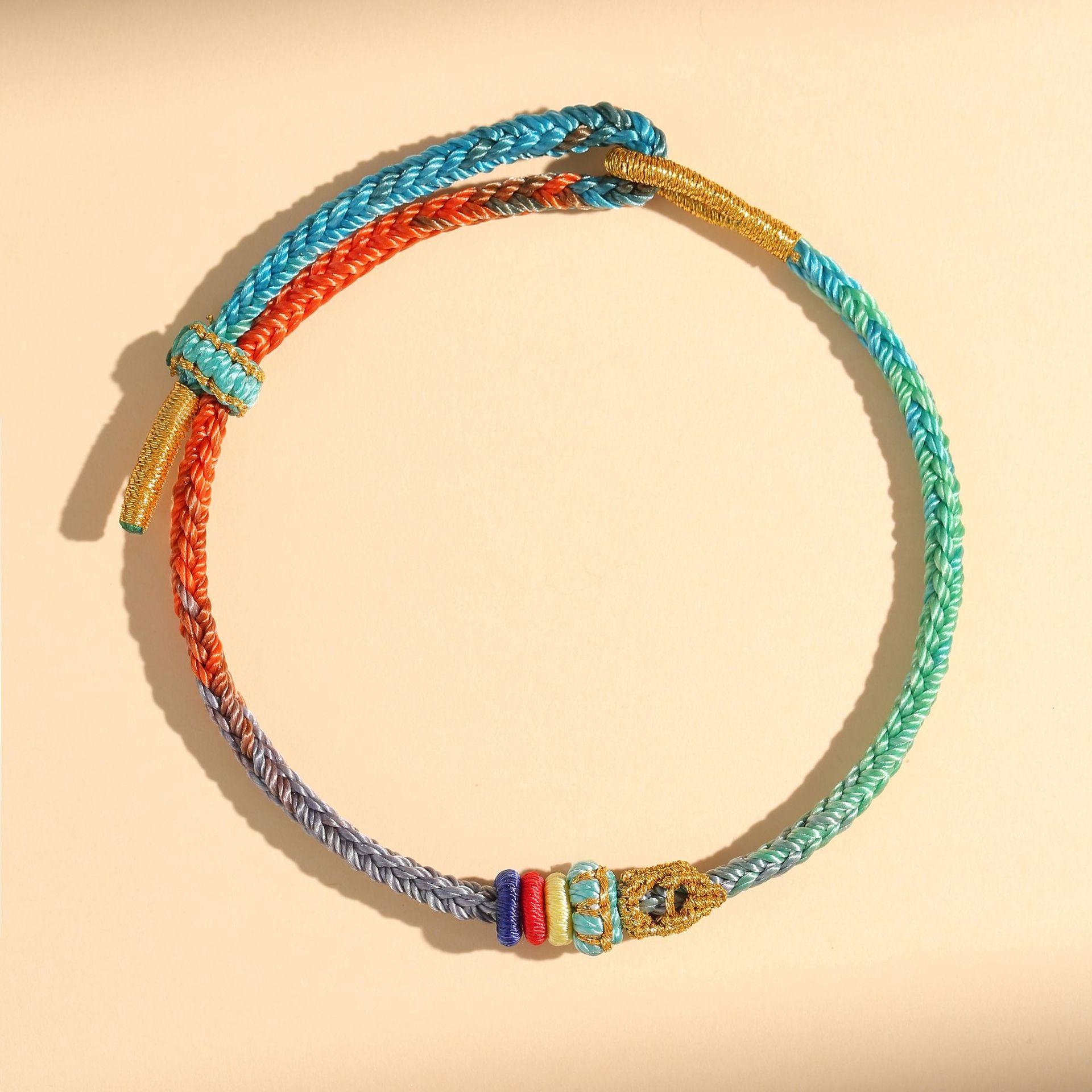 Buddhist Lucky Adjustable Bracelet Couple Colorful Rope Handmade Braided Rope Chain Festival Party Jewelry Accessory