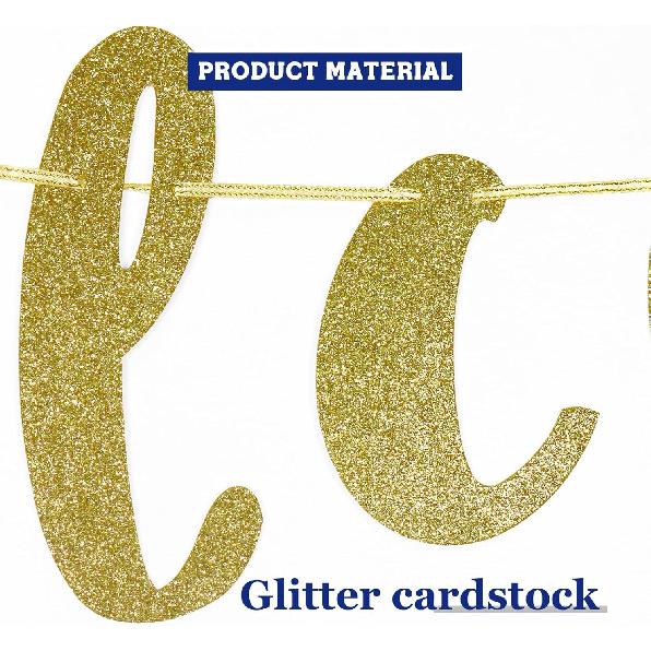 Welcome Gold Glitter Hanging Sign Banner- First Day of School, Classroom, Wedding, House, Home Decor (Gold)