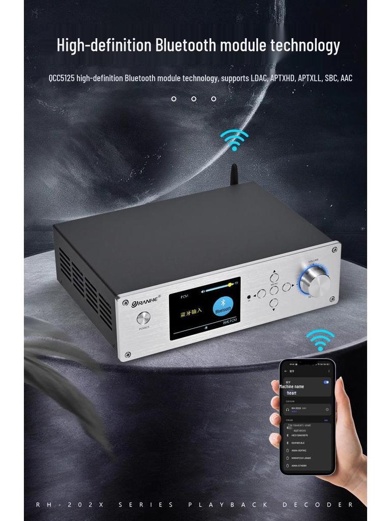 DSD Lossless HiFi Bluetooth 5.1 Music Player with USB and Turntable, DTS Dolby AC3 Decoding.