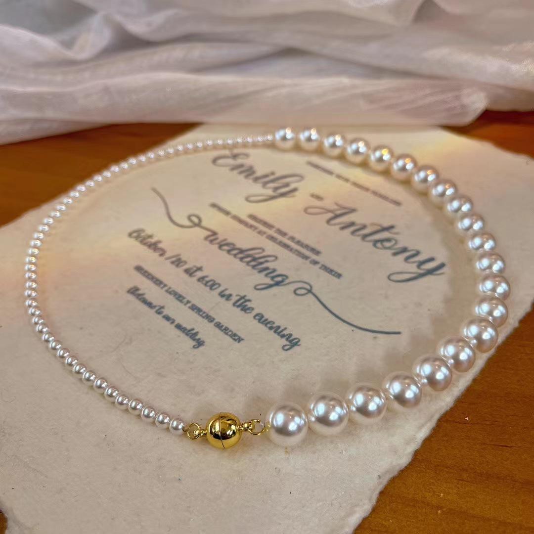 

Retro Shijia Gradually Changes The Size Of Pearl Necklace Women S New Temperament Light Luxury Design Sense Collarbone Niche
