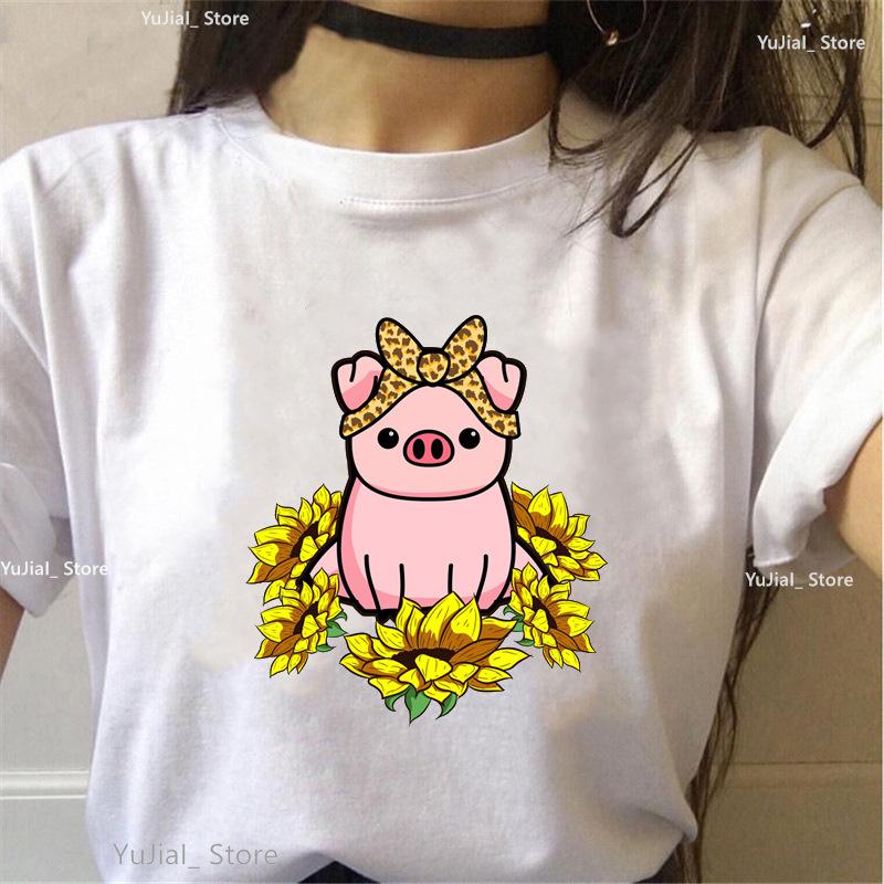 Christmas Gift Pig Animal Print Tshirt WomenS Clothing Hara Modal Fabric Women Clothing Graphic T Shirts Aesthetic Clothes