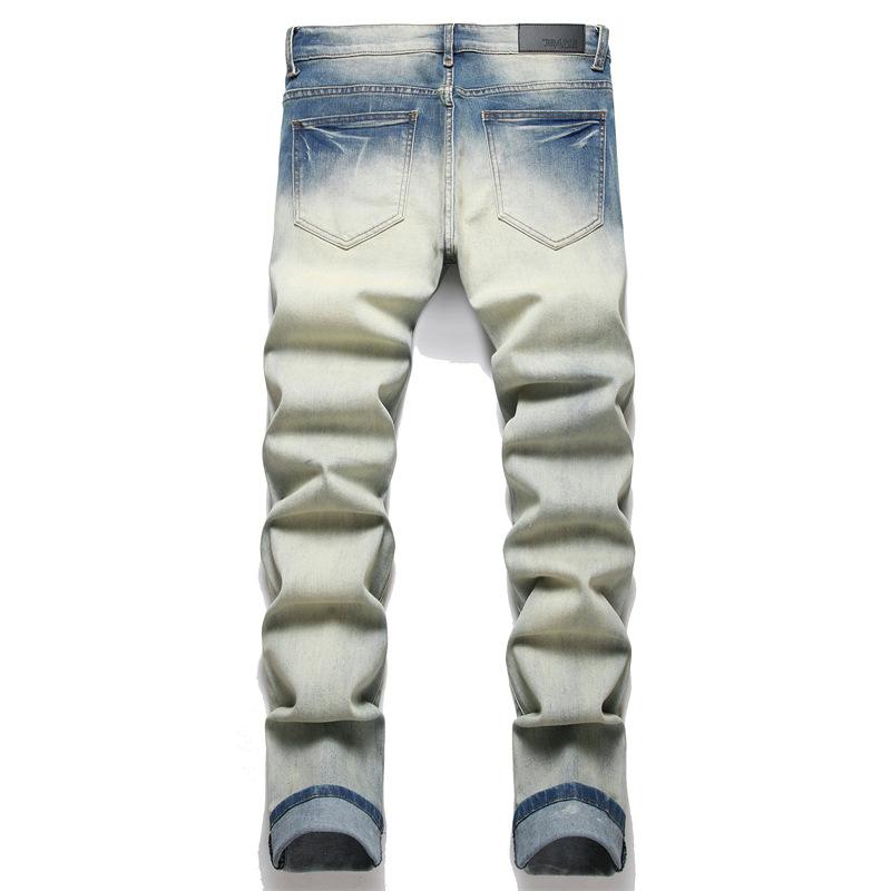 2024 Spring And Autumn High Quality Jeans Trendy Brand Elastic Slim Fit Piercing Small Leg Pants Men'S Casual Long Pants