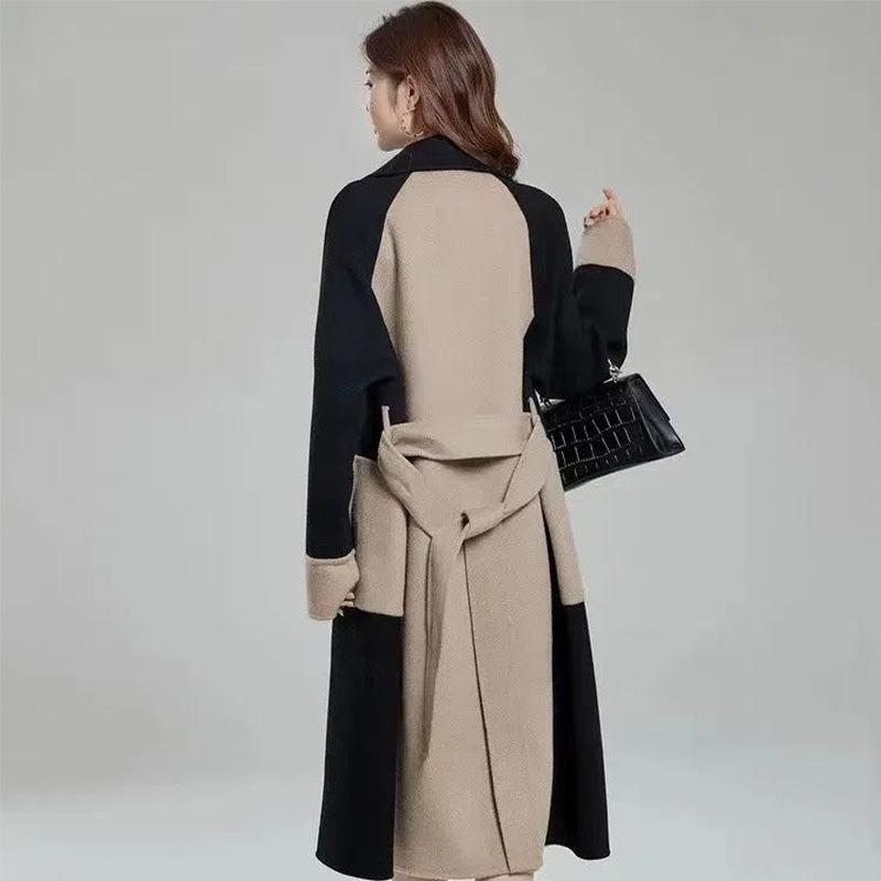 2024 Spring and Autumn New Woolen Coat Women's Trendy Versatile Coat Women's Spring and Autumn Thin Long Trench Coat Woolen Coat